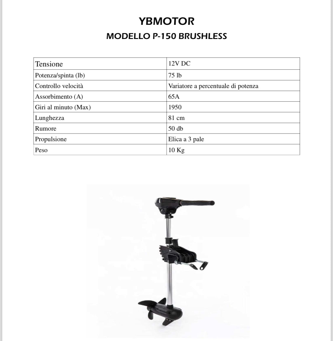 Fuoribordo brushless 12V 75 LB